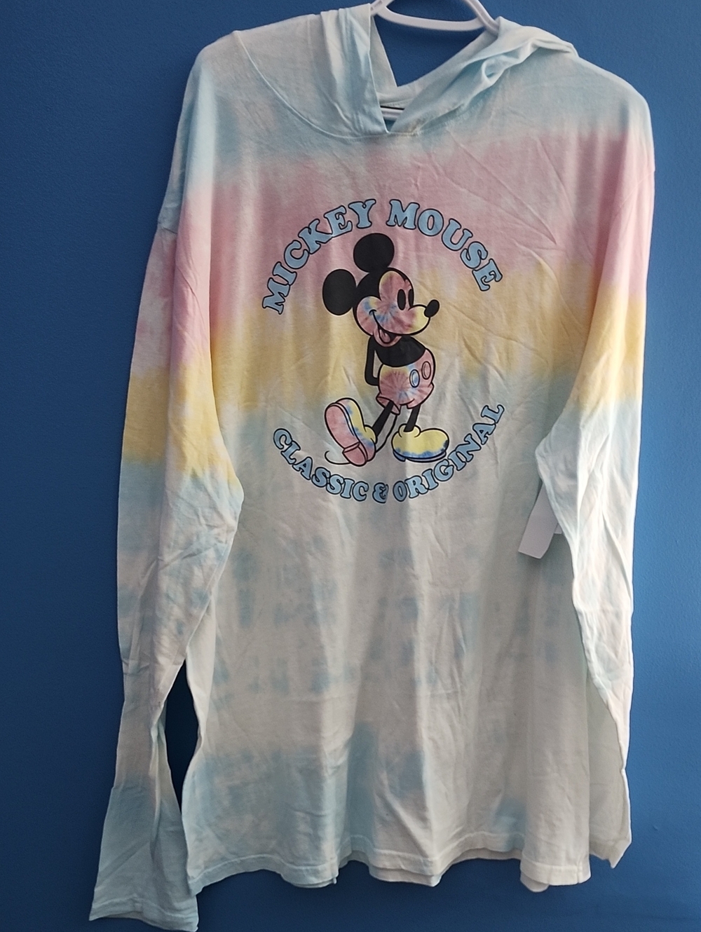 Adult Disney Mickey Mouse Pastel Tie-Dye Hoodie Tee - Multicolor